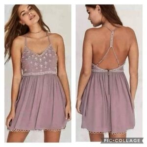 Kimchi Blue Snow Queen Dress Purple Mauve Beaded Mini Urban Outfitters 4